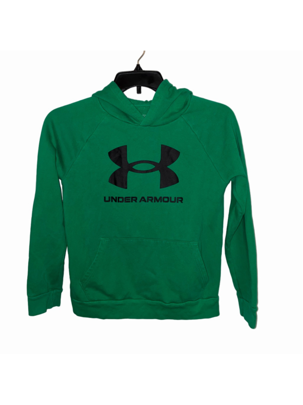 Boys Under Armour Green Black Logo Pullover Hoodie Size L
